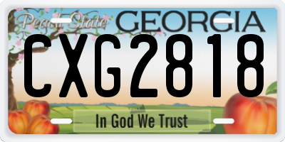 GA license plate CXG2818
