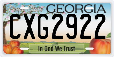 GA license plate CXG2922