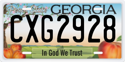 GA license plate CXG2928