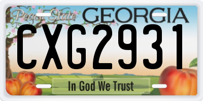 GA license plate CXG2931