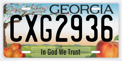 GA license plate CXG2936