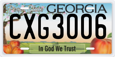 GA license plate CXG3006