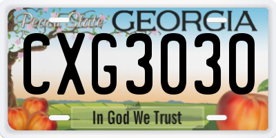 GA license plate CXG3030