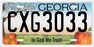 GA license plate CXG3033