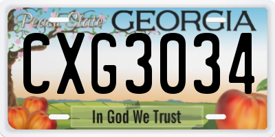 GA license plate CXG3034