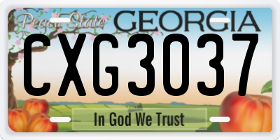 GA license plate CXG3037