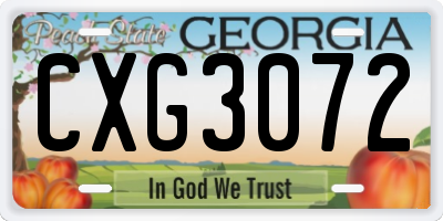 GA license plate CXG3072