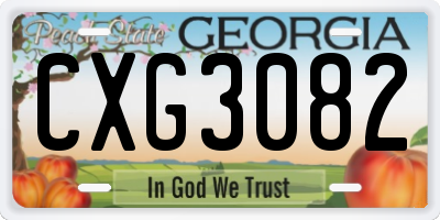 GA license plate CXG3082