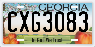 GA license plate CXG3083