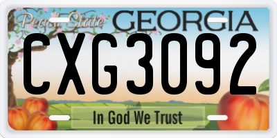 GA license plate CXG3092
