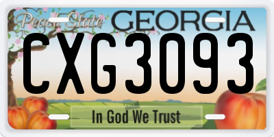 GA license plate CXG3093