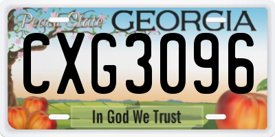 GA license plate CXG3096
