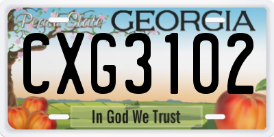 GA license plate CXG3102