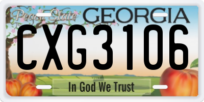 GA license plate CXG3106