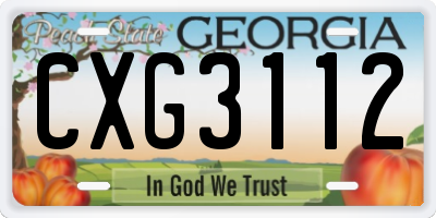GA license plate CXG3112