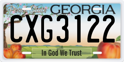 GA license plate CXG3122