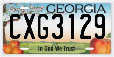 GA license plate CXG3129