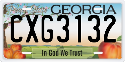 GA license plate CXG3132