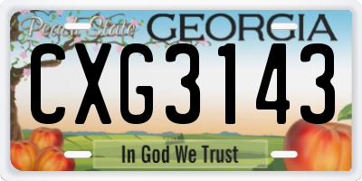 GA license plate CXG3143
