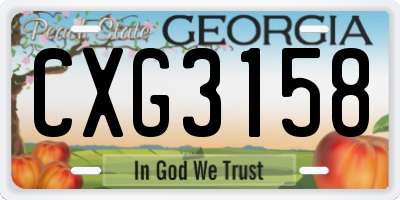 GA license plate CXG3158
