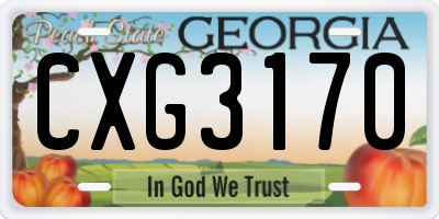 GA license plate CXG3170
