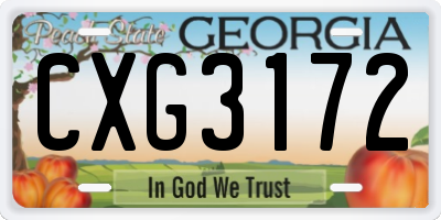 GA license plate CXG3172
