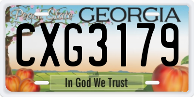GA license plate CXG3179