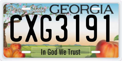 GA license plate CXG3191