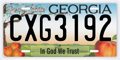 GA license plate CXG3192