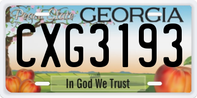 GA license plate CXG3193