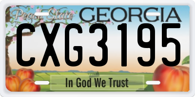 GA license plate CXG3195