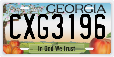 GA license plate CXG3196