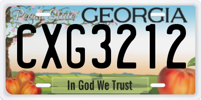 GA license plate CXG3212