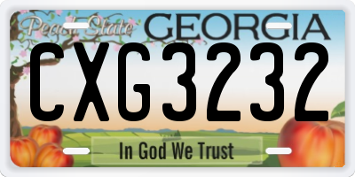 GA license plate CXG3232