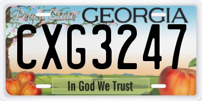 GA license plate CXG3247