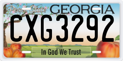 GA license plate CXG3292