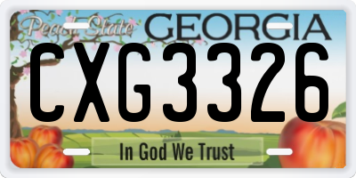 GA license plate CXG3326