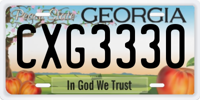 GA license plate CXG3330