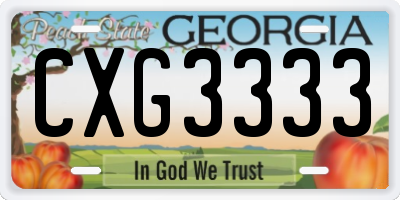 GA license plate CXG3333