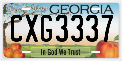 GA license plate CXG3337