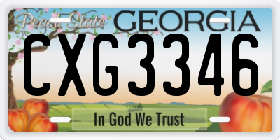 GA license plate CXG3346