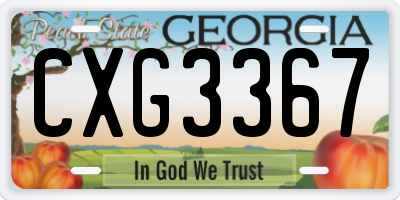 GA license plate CXG3367