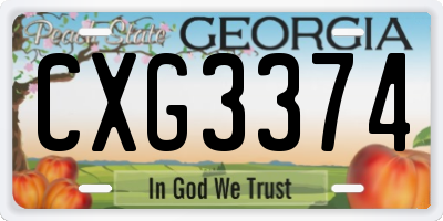 GA license plate CXG3374