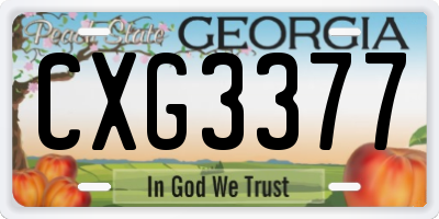 GA license plate CXG3377