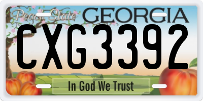 GA license plate CXG3392