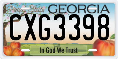 GA license plate CXG3398
