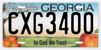 GA license plate CXG3400
