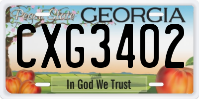 GA license plate CXG3402