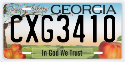 GA license plate CXG3410