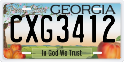 GA license plate CXG3412